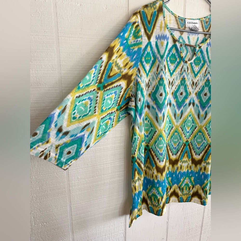 Colorful Geometric Pattern Tunic Top - Picture 2 of 6